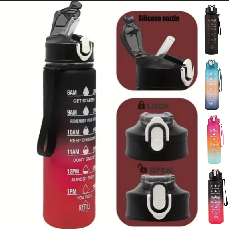 Outdoor Adventure And Sports - 750ml 스포츠 물병, 시간 추적 기능이
