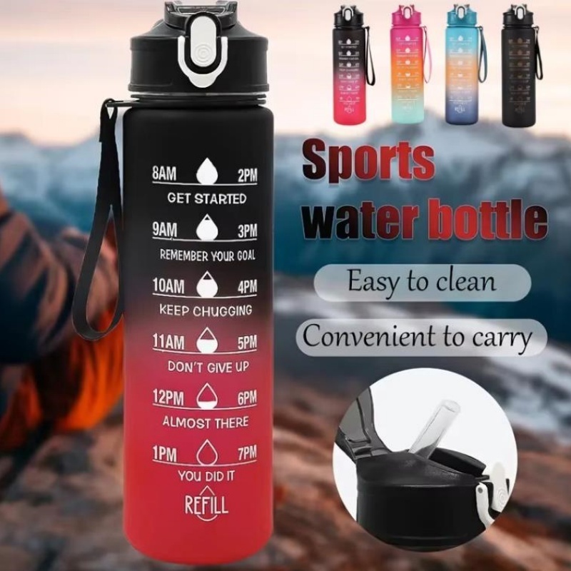 750ml 스포츠 물병, 시간 추적 기능이 있는 빨대, - Outdoor Adventure And Sports 리뷰 및 가격